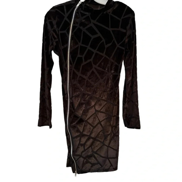 NEW Women’s Sexy Sheer Mesh Boydcon Midi Dress See Through Printed Long Sleeve - Picture 6 of 8